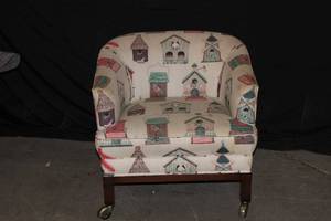 Upholstered Club Chair on wheels