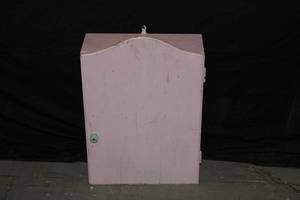 Wood Medicine Cabinet wvintage green milk glass knob