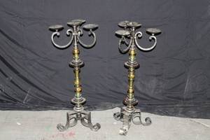 Set of 2 Candelabra with faux finish