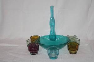 Lot of Colored Glass Decor