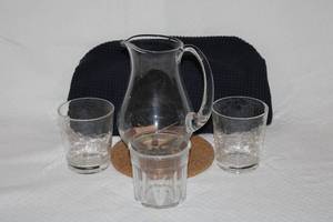 Glass Pitcher and Mixed acrylic and glassware