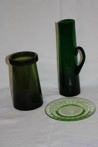Lot of 3 Green Art Glass