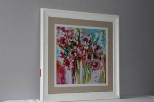 Modern impressionistic floral framed art