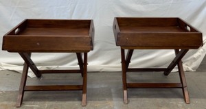 Foldable wood end tables.