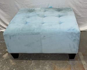 Light blue tufted ottoman