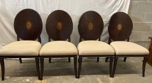 Burl wood medallion chairs upholstered seats