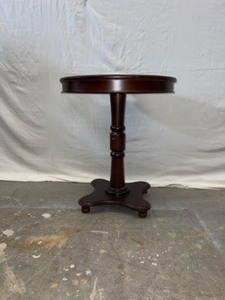 Round Wood Pedestal Table Plant Stand