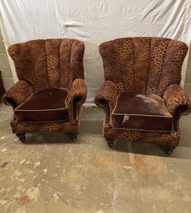 Set of 2 Cheetah Print Chairs