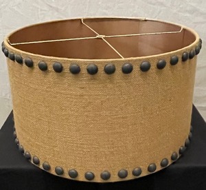Burlap Drum Lampshade with Upholstery tacks