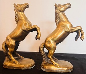 lot 150 image: Pair of Vintage Brass Horse Bookends