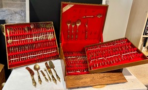 lot 1 image: Vintage Set of Thai Flatware with Storage Case