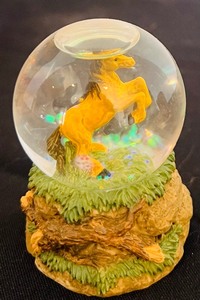 lot 185 image: Vintage Horse Pottery Vase, Small Boots and Snow Globe