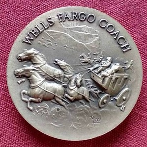 lot 8 image: Beautiful 1972 Longines Sterling Silver Wells Fargo Medal