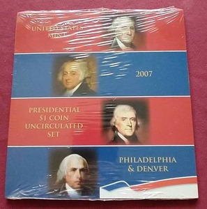 lot 16 image: 2007 Presidential $1 Uncirculated Coin Set - 8 Coins