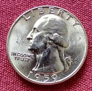 lot 25 image: 1959-D Uncirculated Silver Quarter