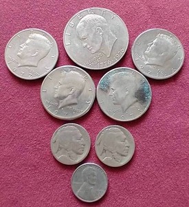 lot 26 image: Mixed Lot - Buffalo Nickels, Steel Penny, Eisenhower, Etc.