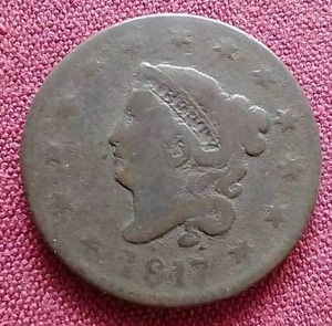 lot 30 image: 1817 Coronet Large Cent - Wow