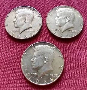 lot 31 image: (3) 40% Silver Kennedy Half Dollars