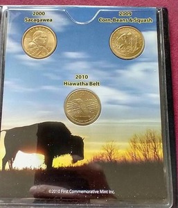 lot 33 image: (3) Collectible $1 Coins in Folder