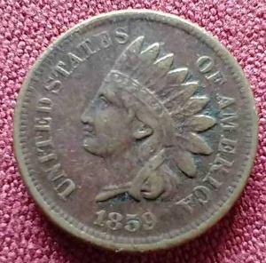 lot 48 image: Nice 1859 First Year Indian Head Penny