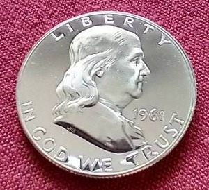 lot 62 image: 1961 Proof Franklin Half Dollar