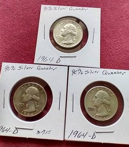 lot 70 image: (3) 90% Silver Washington Quarters