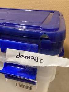 Lot of Plastic Bins and Tops Damaged  Customer Returns See Pictures