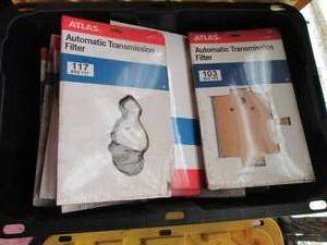 Heavy Duty Storage Tote with assorted Atlas Transmission filters