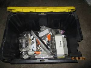 Covered tote of hooks and hardware...