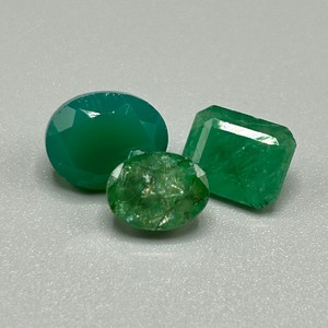 9.18 Carat Emerald Mixed Cut - Various Size, Color & Shape Loose Stones Set of 3