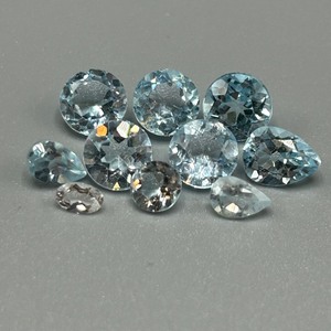 11.85 Carat Blue Topaz Mixed Cut - Various Size & Shape Assorted Lot of Loose Stones