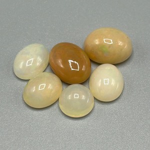 18 Carat Opals Mixed Cabochon Cut - Assorted Size & Shape Lot of Loose Stones Set of 6