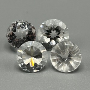 28.20 Carat Colorless Rock Crystal Quartz Round Faceted Cut - Loose Stones Set of 4