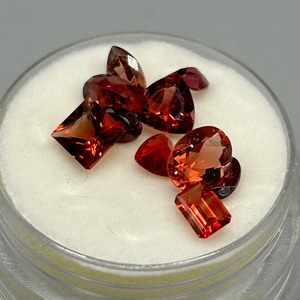 6.46 Carat Orange Red Garnet Mixed Cut - Various Size & Shape Assorted Lot of Loose Stones Set of 10