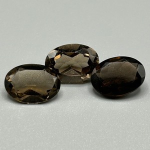 16.12 Carat Smokey Quartz Oval Faceted Cut - Set of 3 Loose Stones