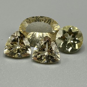 16.68 Carat Lemon Yellow Quartz Mixed Cut - Various Size & Shape Assorted Set of 4 Loose Stones