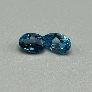 2.07 Carat Blue Topaz Oval Faceted Cut - Loose Stones Set of 2