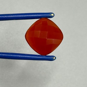 7.36 Carat Fire Opal Cushion Square Faceted Cabochon Cut