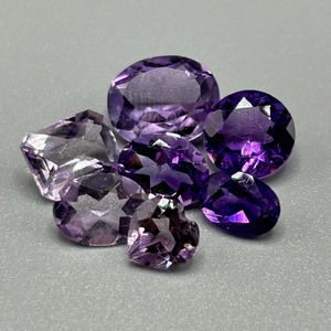 8.95 Carat Amethyst Mixed Cut - Various Size, Color & Shape Assorted Lot of Loose Stones Set of 7