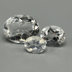 19.06 Carat Colorless Rock Crystal Quartz Oval Faceted Cut - Various Size Set of 3 Loose Stones