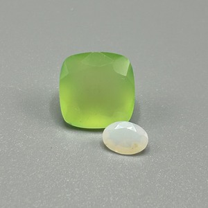 6.98 Carat Prehnite & Opal Mixed Cut - Loose Stones Set of 2