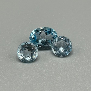 6.22 Carat Blue Topaz Oval & Round Faceted Cut - Loose Stones Set of 2