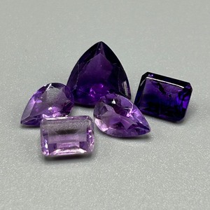 7.46 Carat Amethyst Mixed Cut - Various Size, Shape & Color Loose Stones Set of 5
