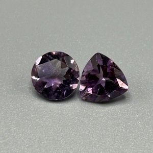 4.52 Carat Amethyst Triangular Trillion & Round Faceted Cut - Loose Stones Set of 2