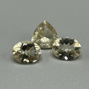 5.40 Carat Lemon Yellow Quartz Oval & Triangular Trillion Faceted Cut - Set of 2 Loose Stones