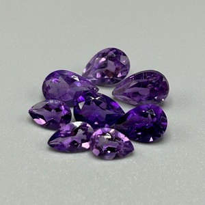 4.70 Carat Amethyst Pear Faceted Cut - Assorted Size Lot of Loose Stones Set of 8