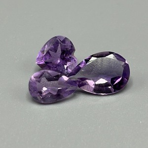 5.06 Carat Amethyst Faceted Pear Cut - Loose Stones Set of 3