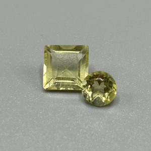3.35 Carat Lemon Yellow Quartz Square & Round Faceted Cut - Loose Stones Set of 2