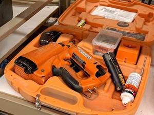 lot 105 image: Paslode 16-GA Cordless Angled Finish Nailer with (2) Batteries, Charger, Case