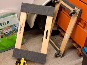 lot 115 image: Lot of (2) Carpet Padded Wood Moving Dollys